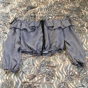 Forever 21 off shoulder plaid top